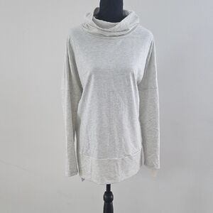 Elegant Light Gray Cowl Neck Sweater